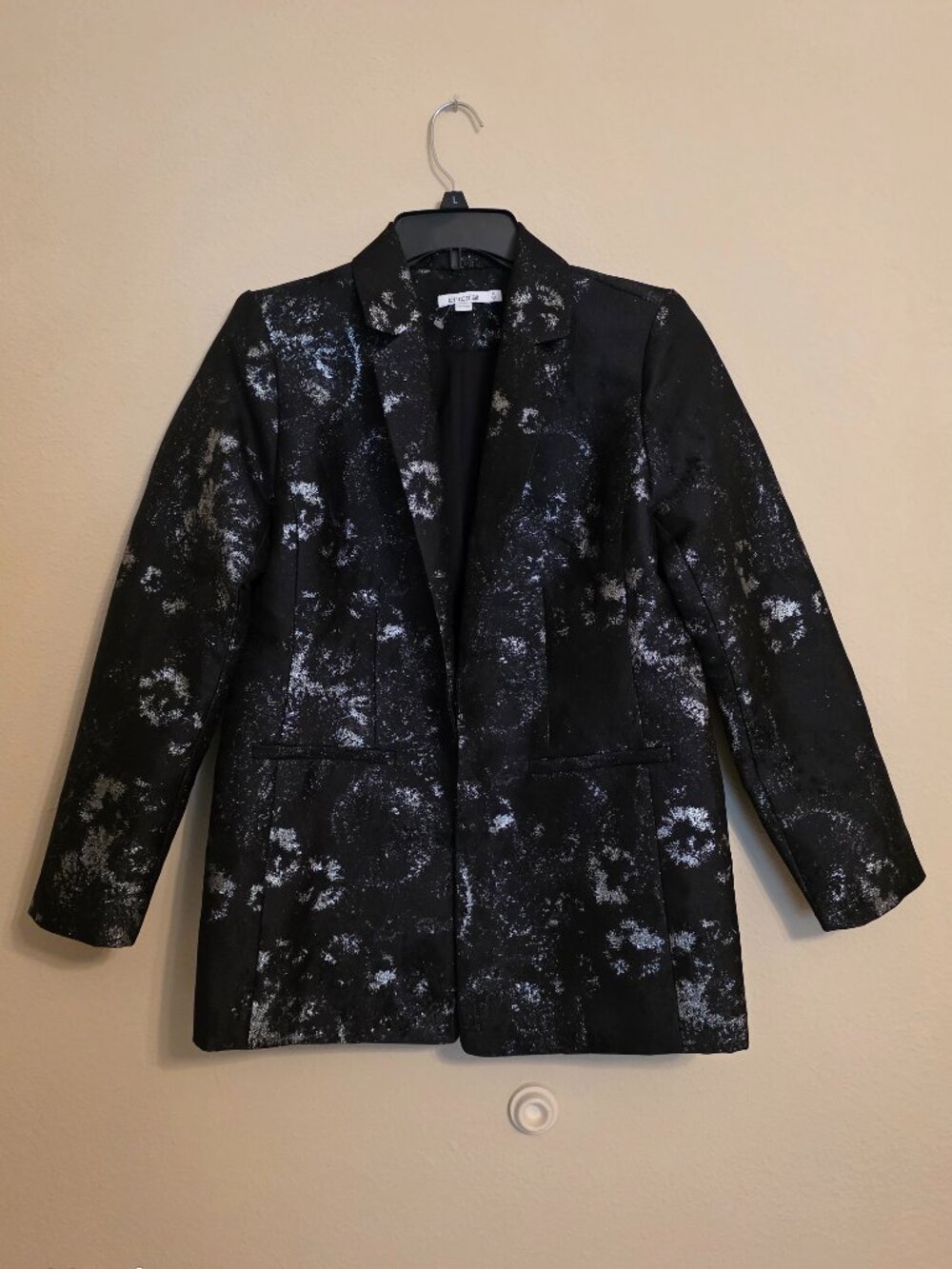 Chico's Black Blazer with Silver Metallic Accent Size 4